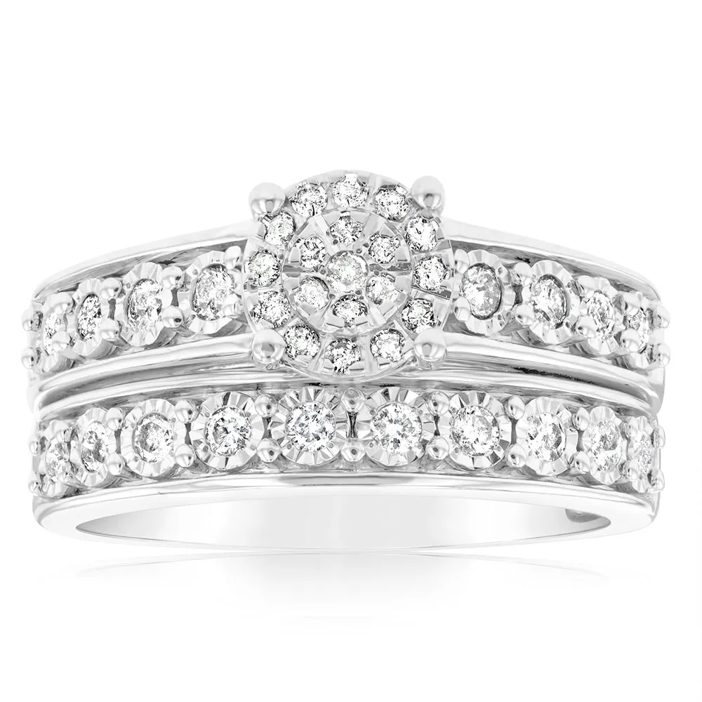 1/2 Carat Diamond 2-Ring Bridal Set in Sterling Silver Shiels