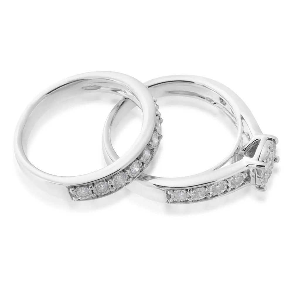 1/2 Carat Diamond 2-Ring Bridal Set in Sterling Silver Shiels