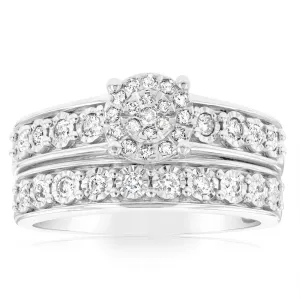 1/2 Carat Diamond 2-Ring Bridal Set in Sterling Silver Shiels