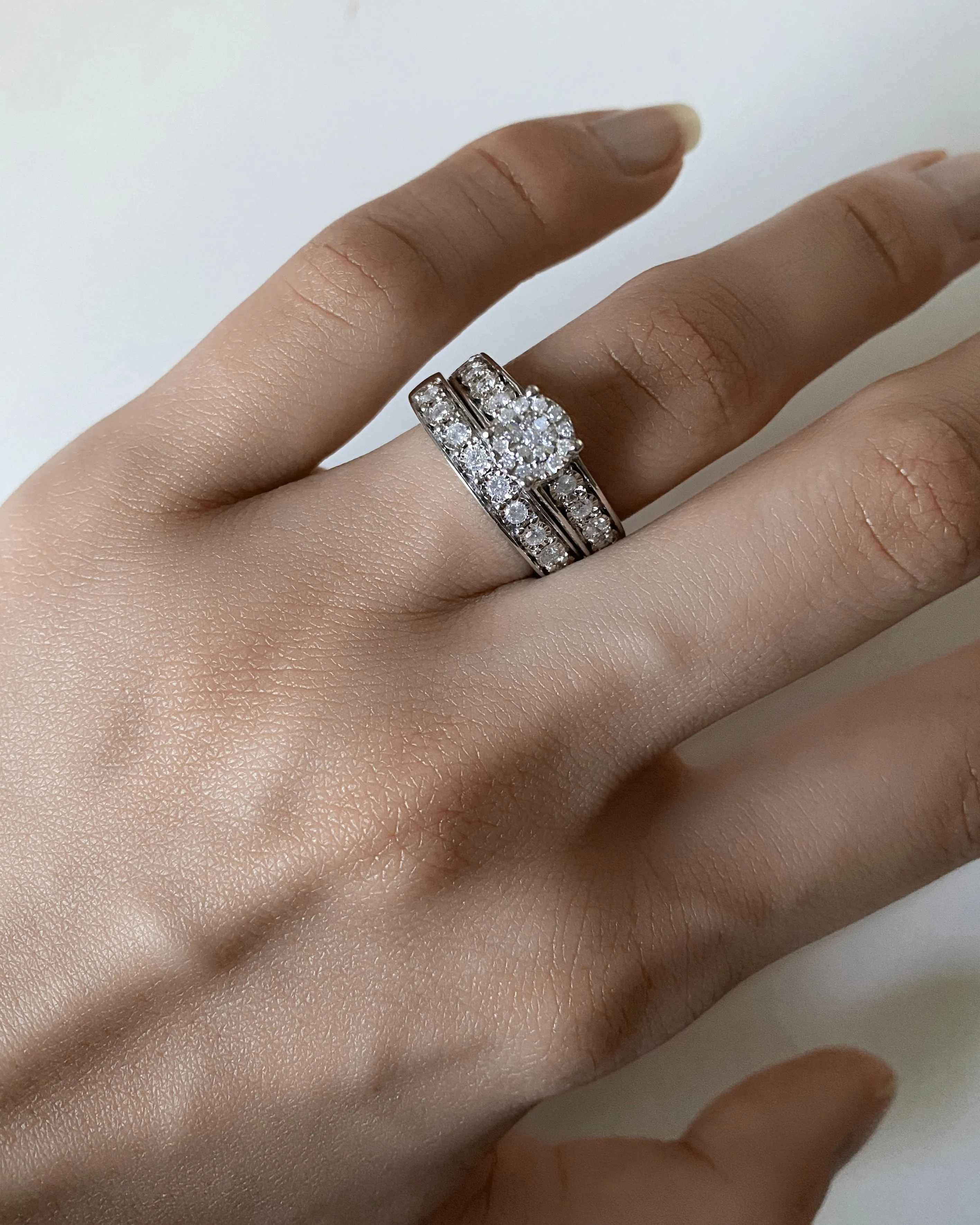 1/2 Carat Diamond 2-Ring Bridal Set in Sterling Silver Shiels