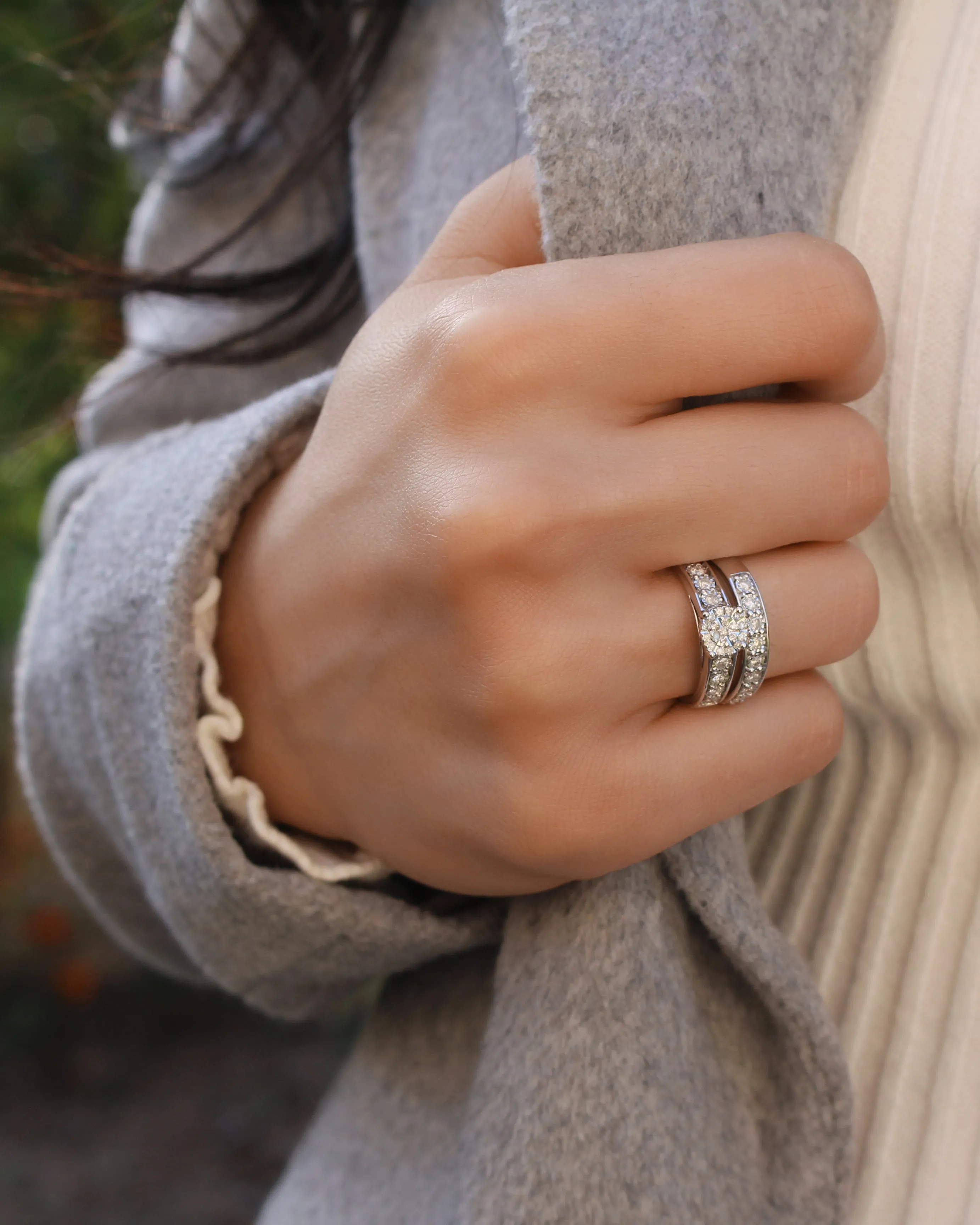 1/2 Carat Diamond 2-Ring Bridal Set in Sterling Silver Shiels