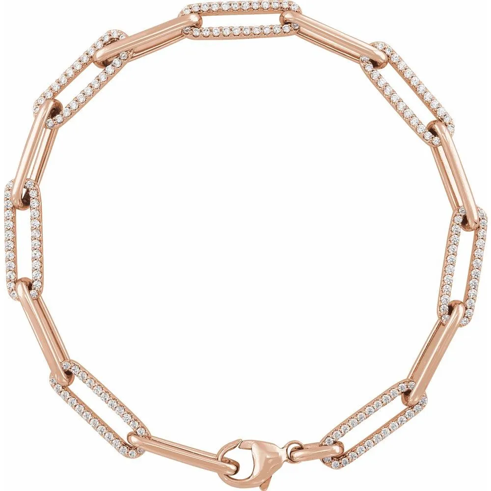 14K Gold 1 CTW Lab Grown Diamond Link 7" Bracelet