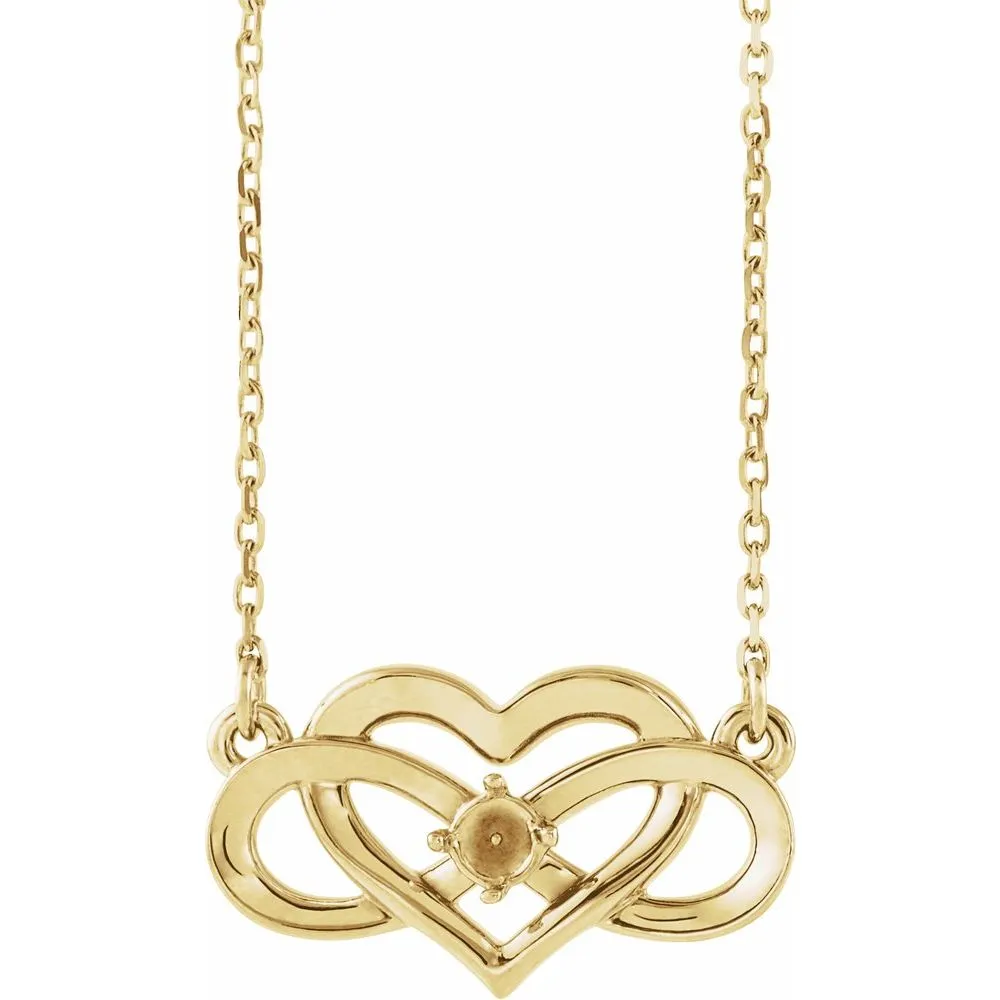 14K Gold 1/10 CTW Natural Diamond Infinity-Inspired Heart Necklace
