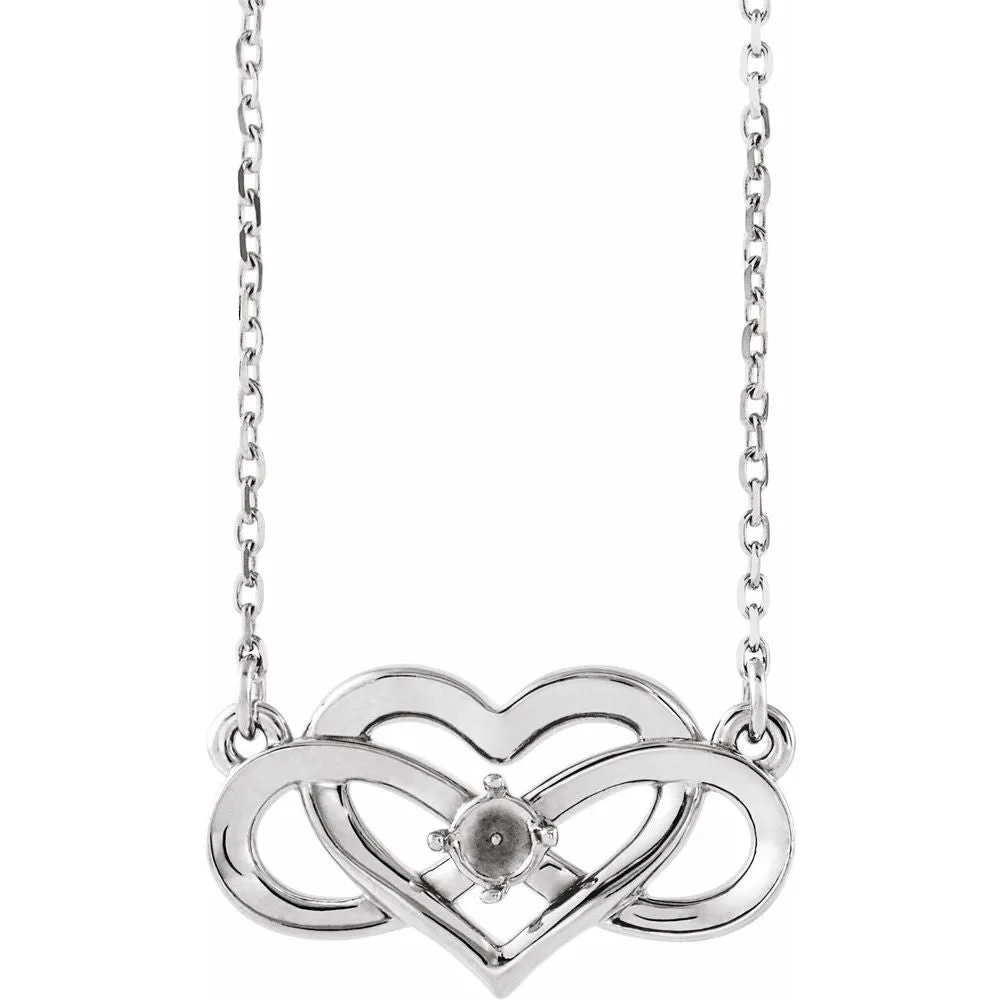 14K Gold 1/10 CTW Natural Diamond Infinity-Inspired Heart Necklace