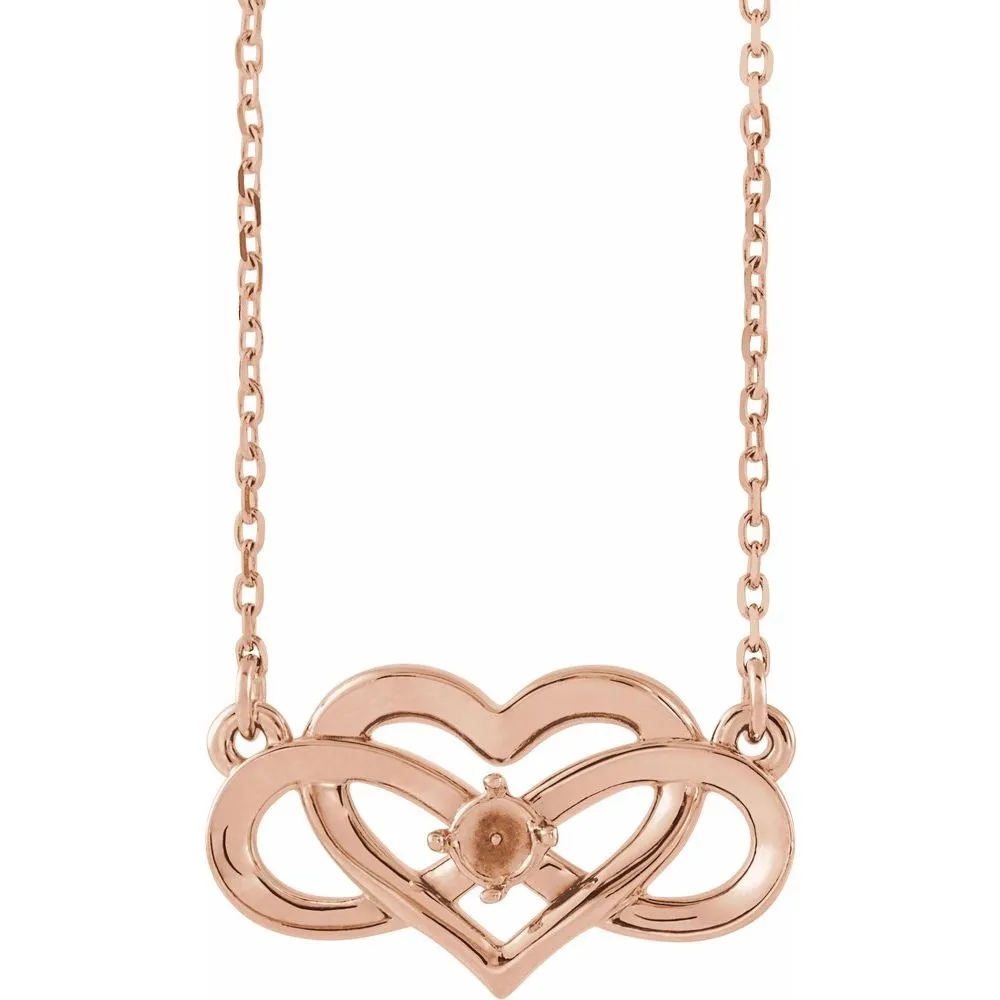 14K Gold 1/10 CTW Natural Diamond Infinity-Inspired Heart Necklace