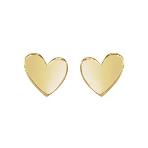 14K Gold 6mm Asymmetrical Heart Earrings
