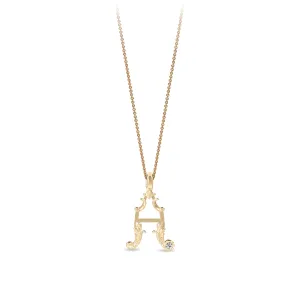 14K Gold Diamond Set Baroque Letter Charms