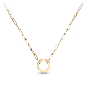 14K Gold Long Link Paperclip Chain with Talisman Clip