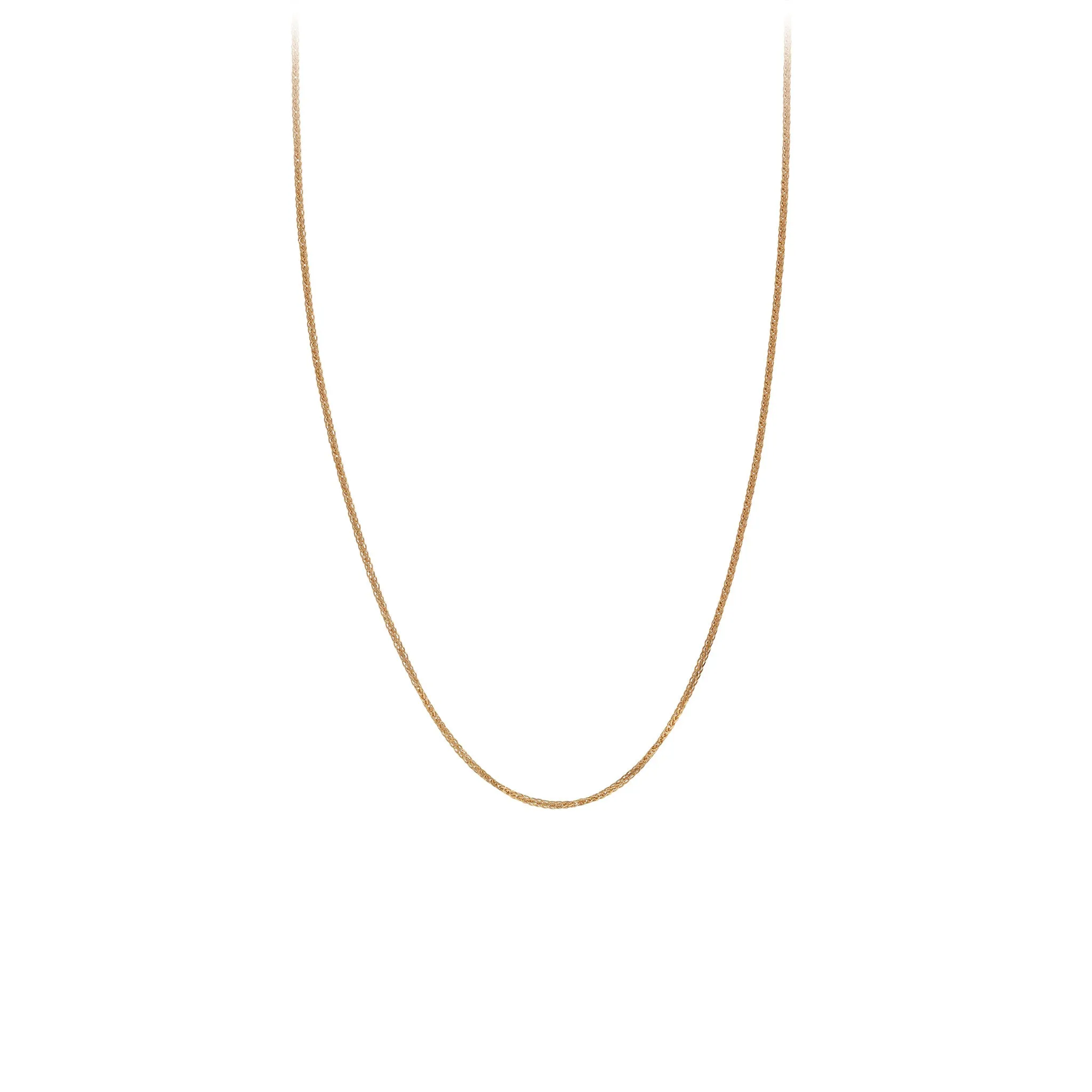 14K Gold Natural Diamond Cut Square Wheat Chain
