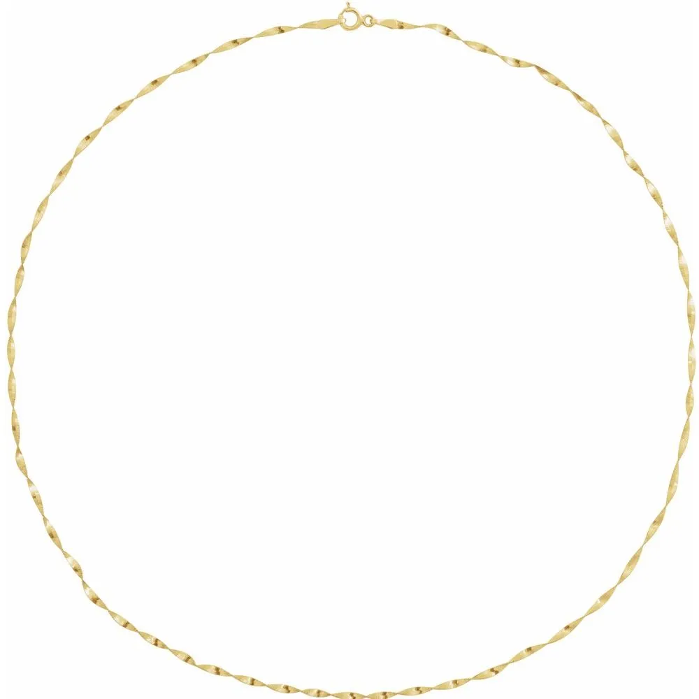 14K Yellow Gold 1.6 mm Twisted Herringbone 7" Chain