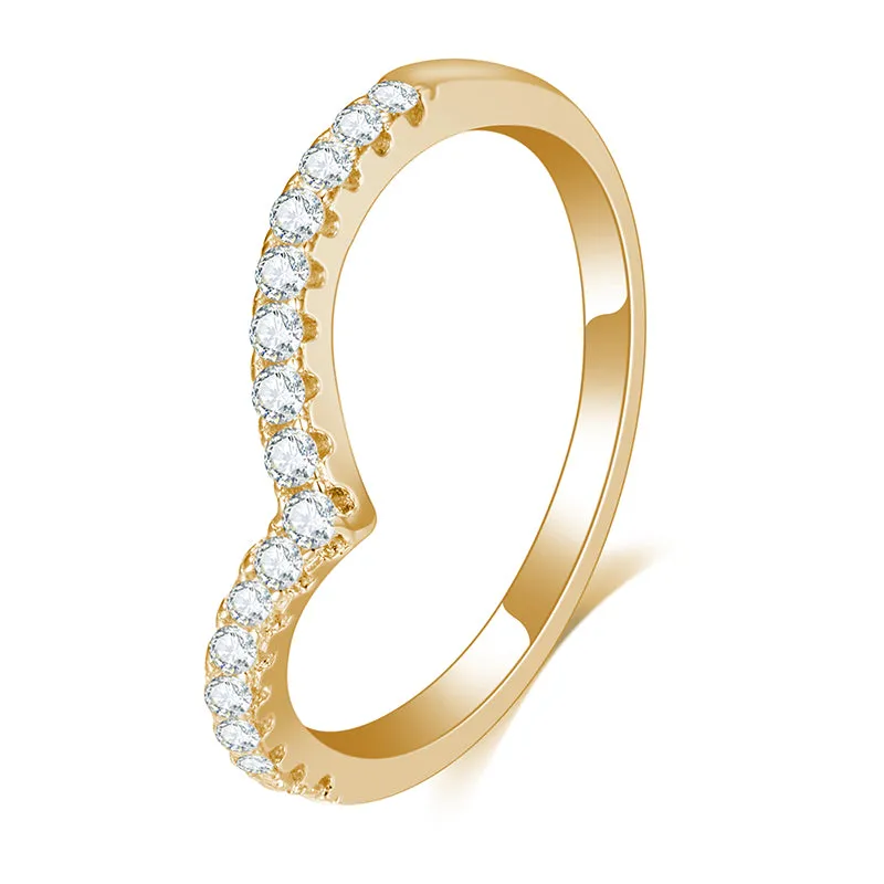 15 Stone Round Diamond Half Eternity Curved Gold Band | .397 ct