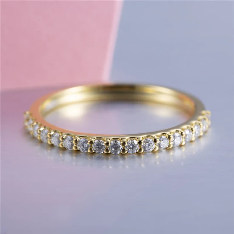 17 Stone Round Diamond Half Eternity Gold Band | 0.255 ct