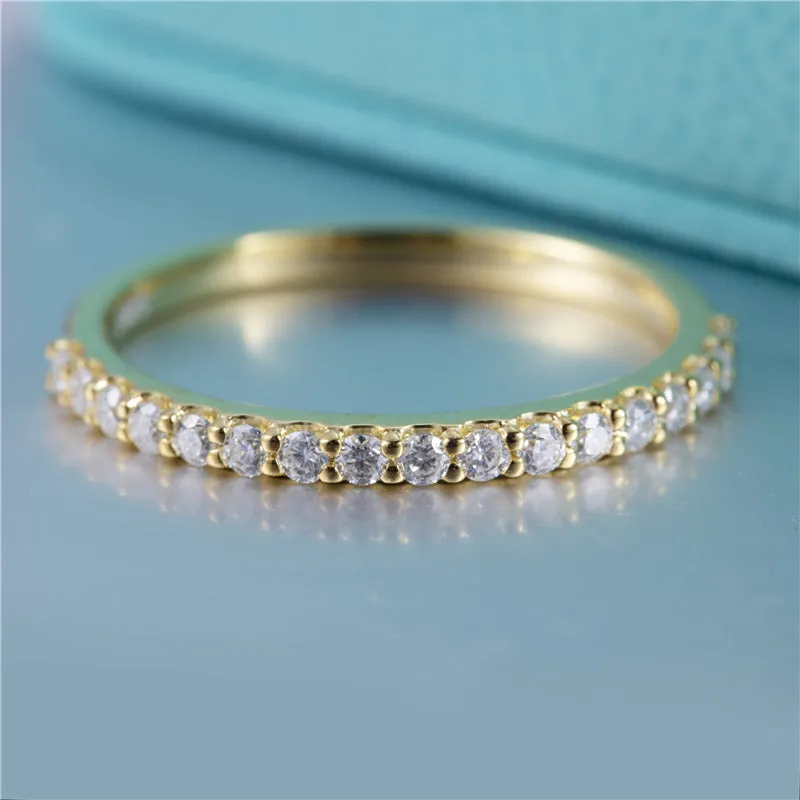17 Stone Round Diamond Half Eternity Gold Band | 0.255 ct