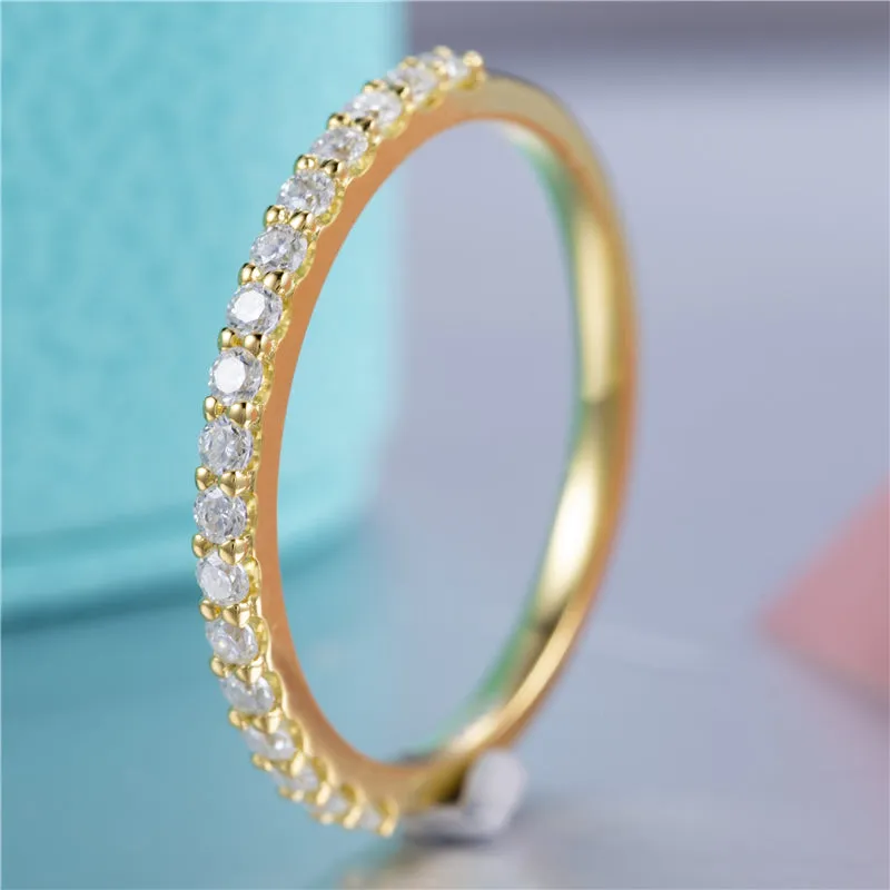 17 Stone Round Diamond Half Eternity Gold Band | 0.255 ct