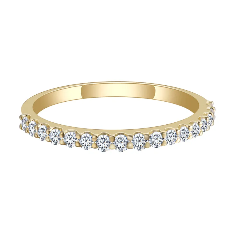 17 Stone Round Diamond Half Eternity Gold Band | 0.255 ct