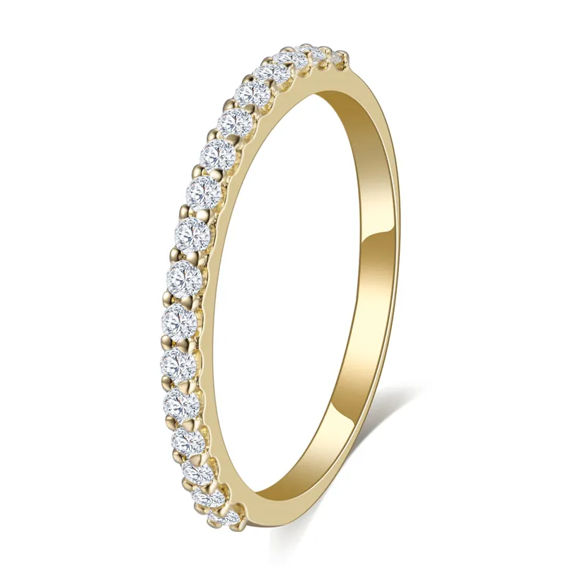 17 Stone Round Diamond Half Eternity Gold Band | 0.255 ct