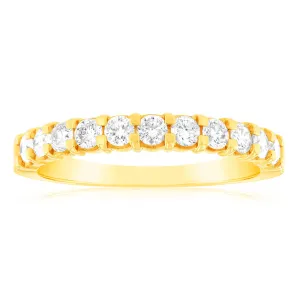 18ct Yellow Gold Ring With 1/2 Carats Of Diamonds Set with 11 Diamonds Shiels
