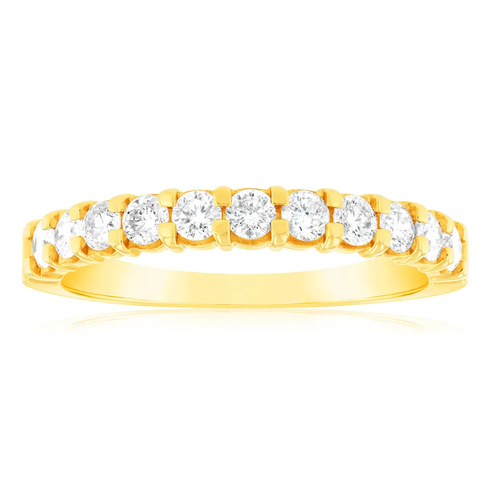 18ct Yellow Gold Ring With 1/2 Carats Of Diamonds Set with 11 Diamonds Shiels