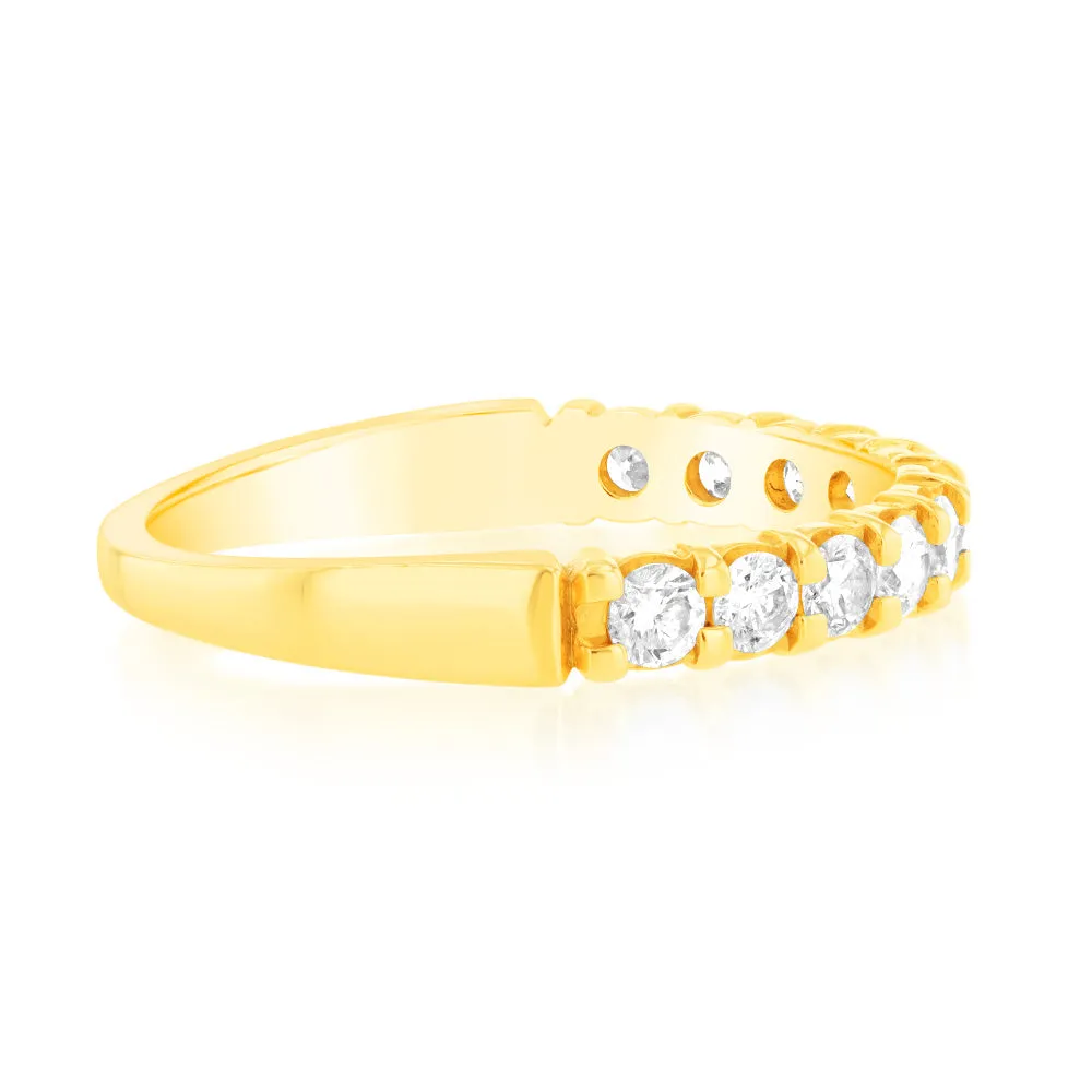 18ct Yellow Gold Ring With 1/2 Carats Of Diamonds Set with 11 Diamonds Shiels