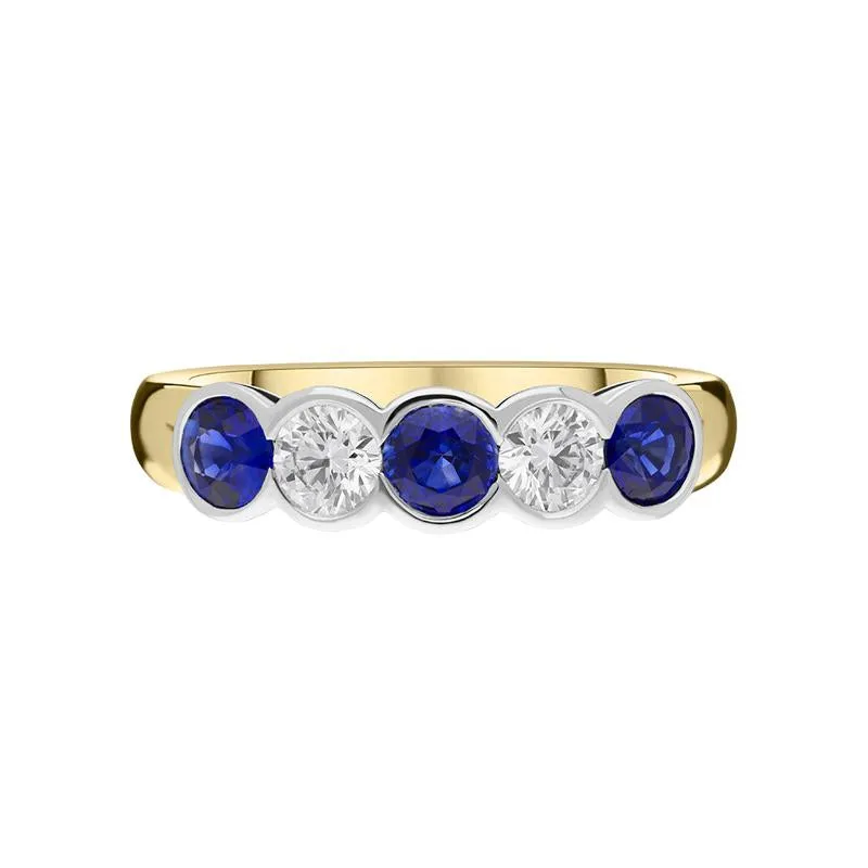 18ct Yellow White Gold 0.84ct Sapphire 0.40ct Diamond Half Eternity Ring