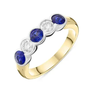 18ct Yellow White Gold 0.84ct Sapphire 0.40ct Diamond Half Eternity Ring