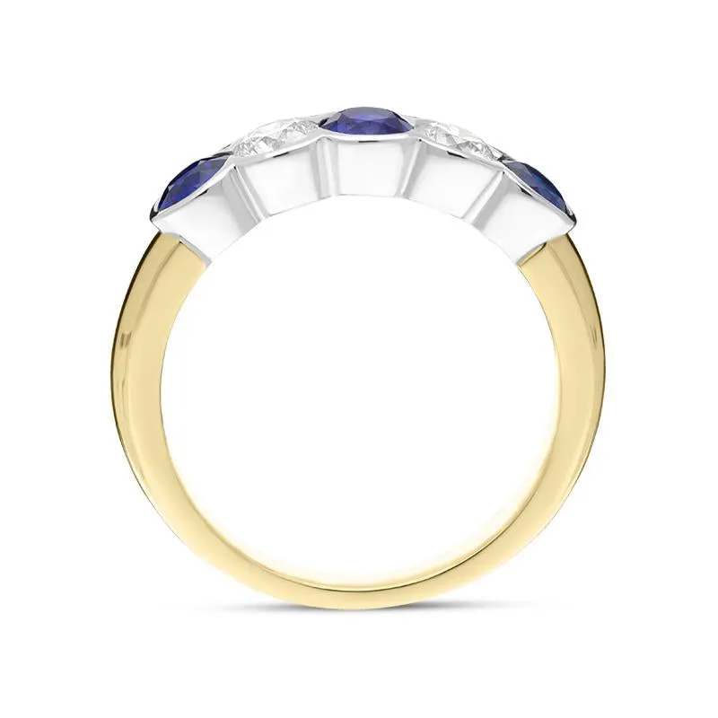 18ct Yellow White Gold 0.84ct Sapphire 0.40ct Diamond Half Eternity Ring