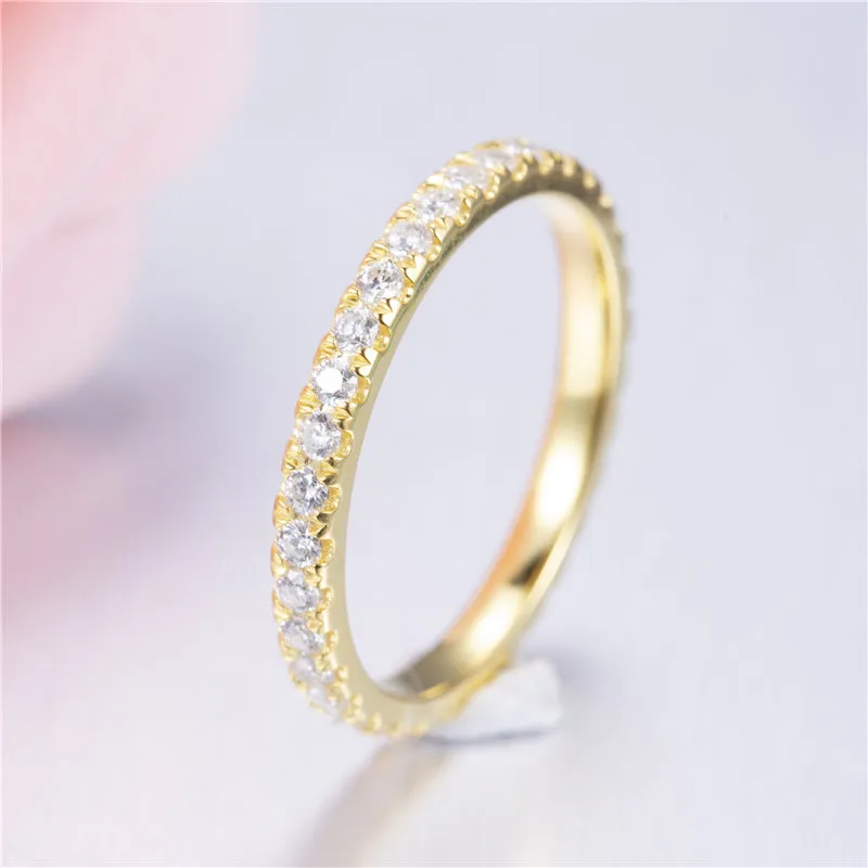 34 Stone Round Diamond Full Eternity Gold Band | 0.765 ct