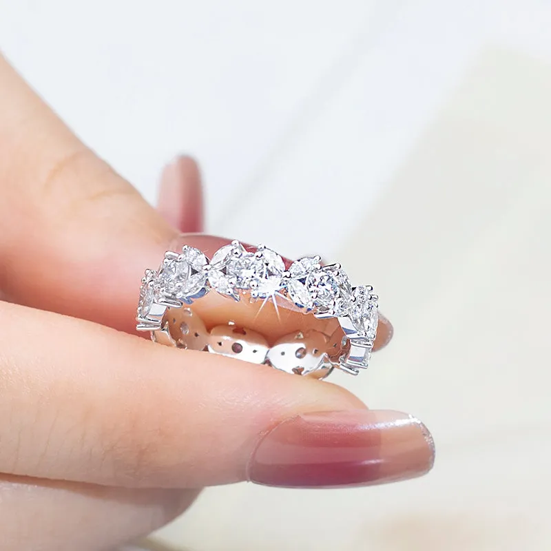 45 Stone Marquise and Round Diamond Gold Band | 1.104 ct