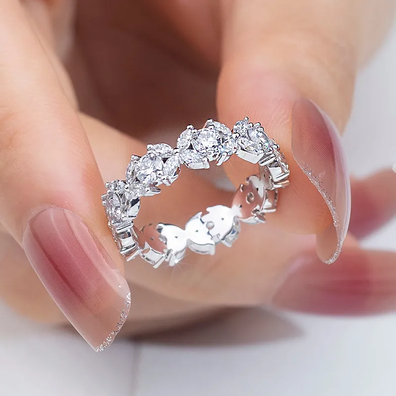 45 Stone Marquise and Round Diamond Gold Band | 1.104 ct