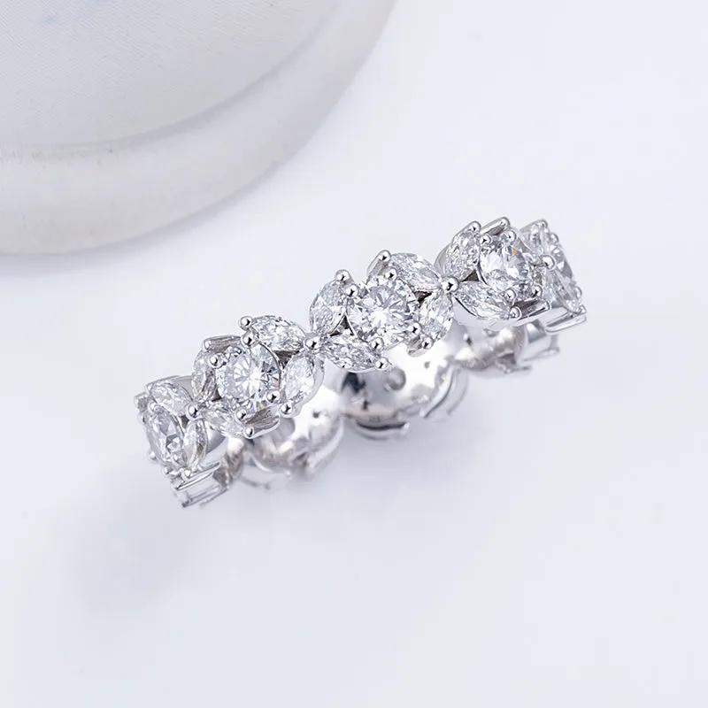45 Stone Marquise and Round Diamond Gold Band | 1.104 ct