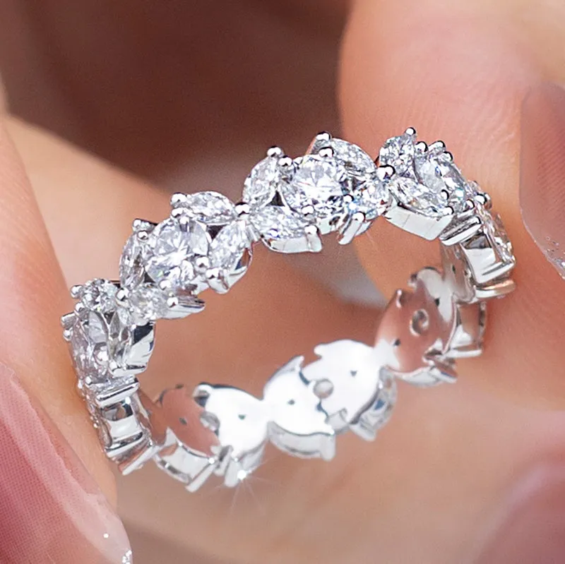 45 Stone Marquise and Round Diamond Gold Band | 1.104 ct