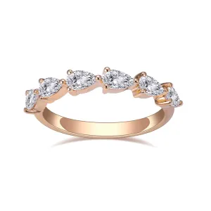 6 Stone Pear Shaped Diamond Gold Band | 1.44 ct