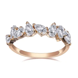 8 Stone Pear Shaped Diamond Gold Band | 0.8 ct