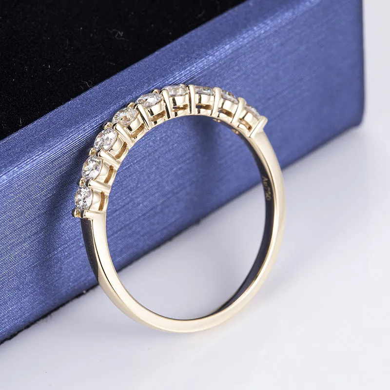 9 Stone Round Diamond Half Eternity Gold Band | 0.585 ct