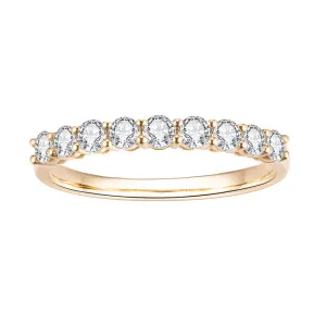 9 Stone Round Diamond Half Eternity Gold Band | 0.585 ct