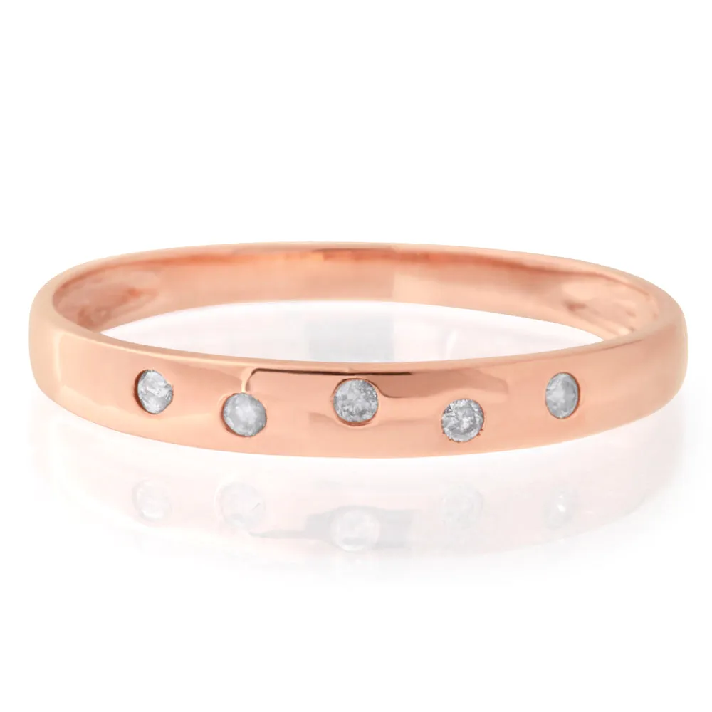9ct Rose Gold 0.05 Carat Diamond Ring with 5 Brilliant Diamonds Shiels
