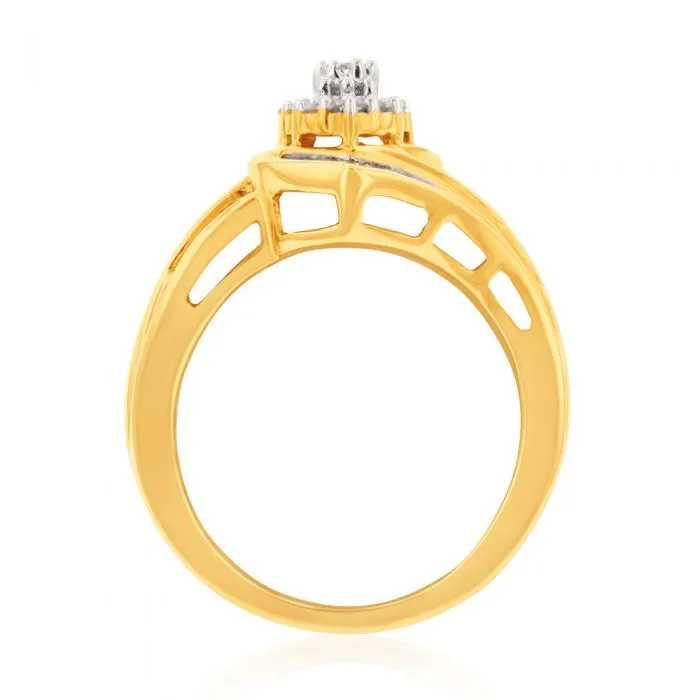 9ct Yellow Gold 1 Carat Diamond Ring Set with 63 Diamonds Shiels