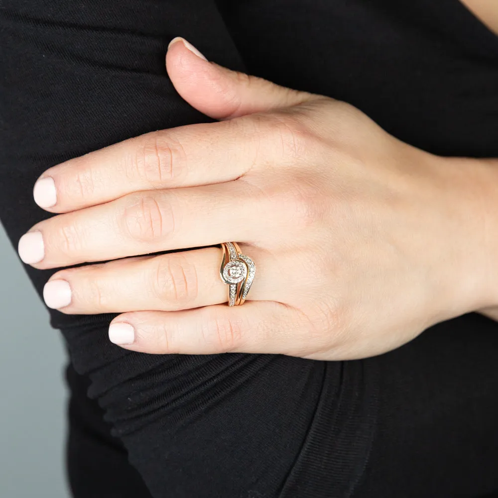 9ct Yellow Gold 1/2 Carat Diamond Bridal Set Ring with Halo Setting Shiels