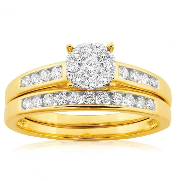 9ct Yellow Gold 2 Ring Bridal Set With 1/2 Carats Of Brilliant Cut Diamonds Shiels