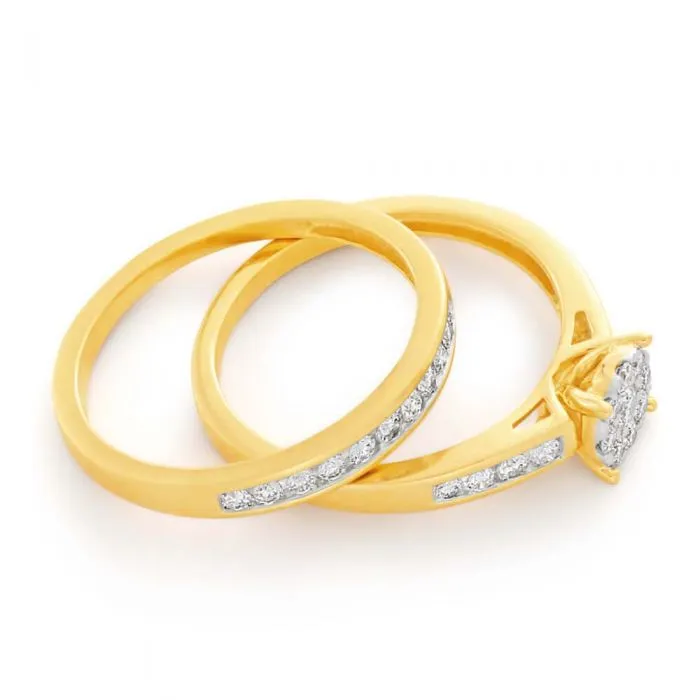 9ct Yellow Gold 2 Ring Bridal Set With 1/2 Carats Of Brilliant Cut Diamonds Shiels