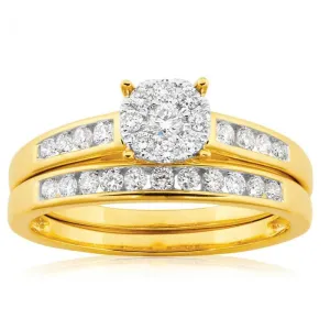 9ct Yellow Gold 2 Ring Bridal Set With 1/2 Carats Of Brilliant Cut Diamonds Shiels