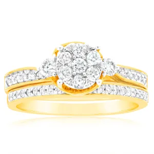 9ct Yellow Gold 3/5 Carat Diamond Bridal Ring Set Shiels