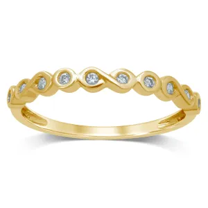 9ct Yellow Gold Diamond Infinity Bezel  Ring with 10 Brilliant Diamonds Shiels
