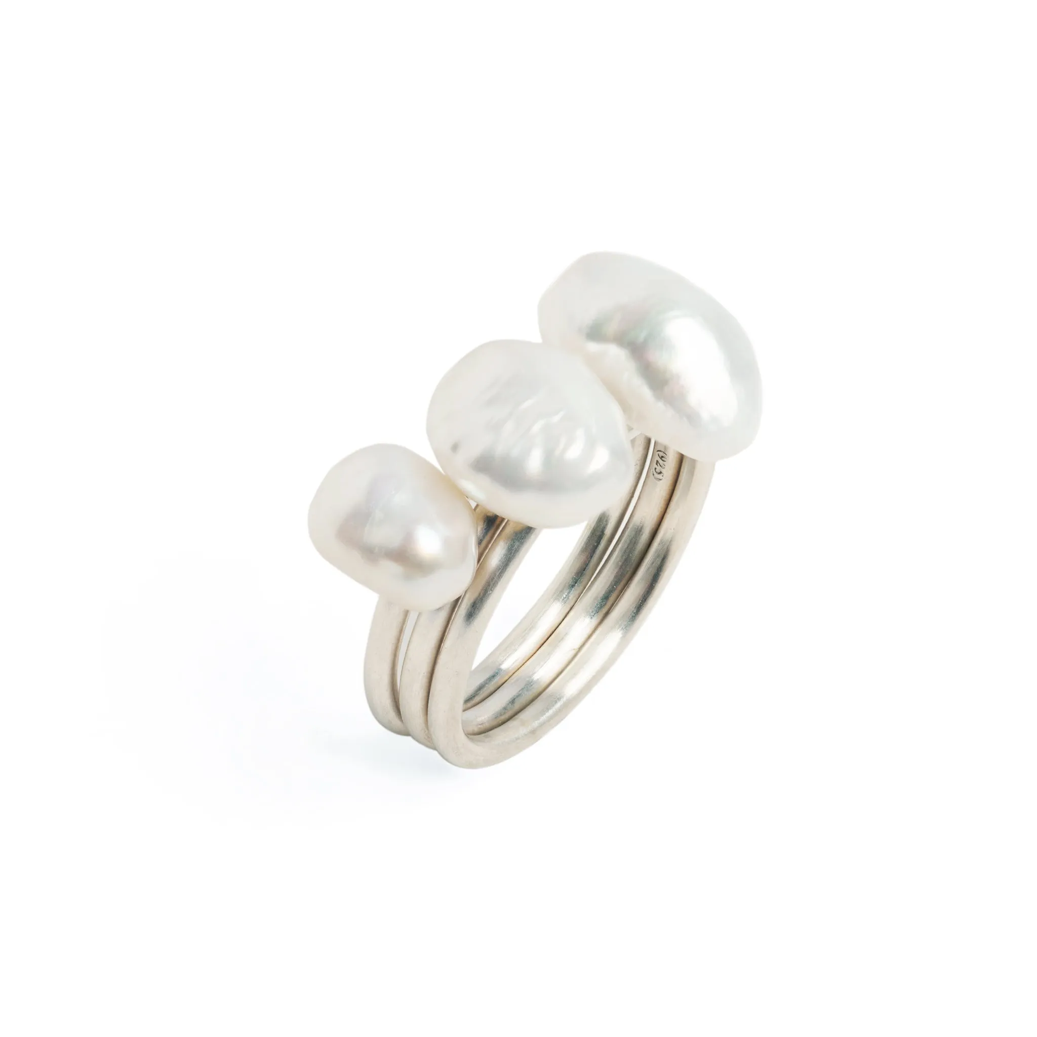 Baroque Pearl Silver Stacking Ring Pieces of Eight