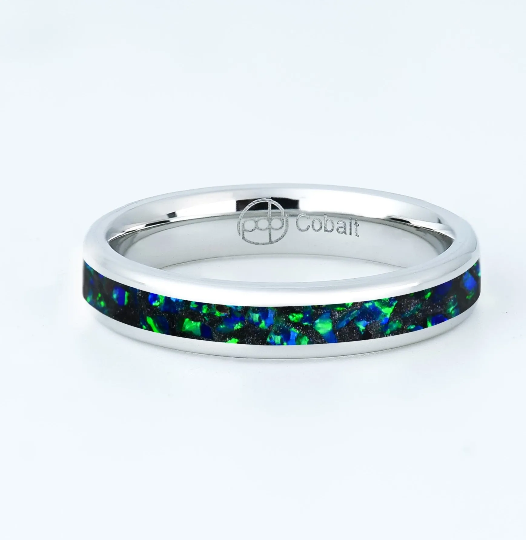 Black Emerald Opal Glowstone Stackable Ring