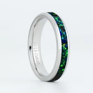 Black Emerald Opal Glowstone Stackable Ring