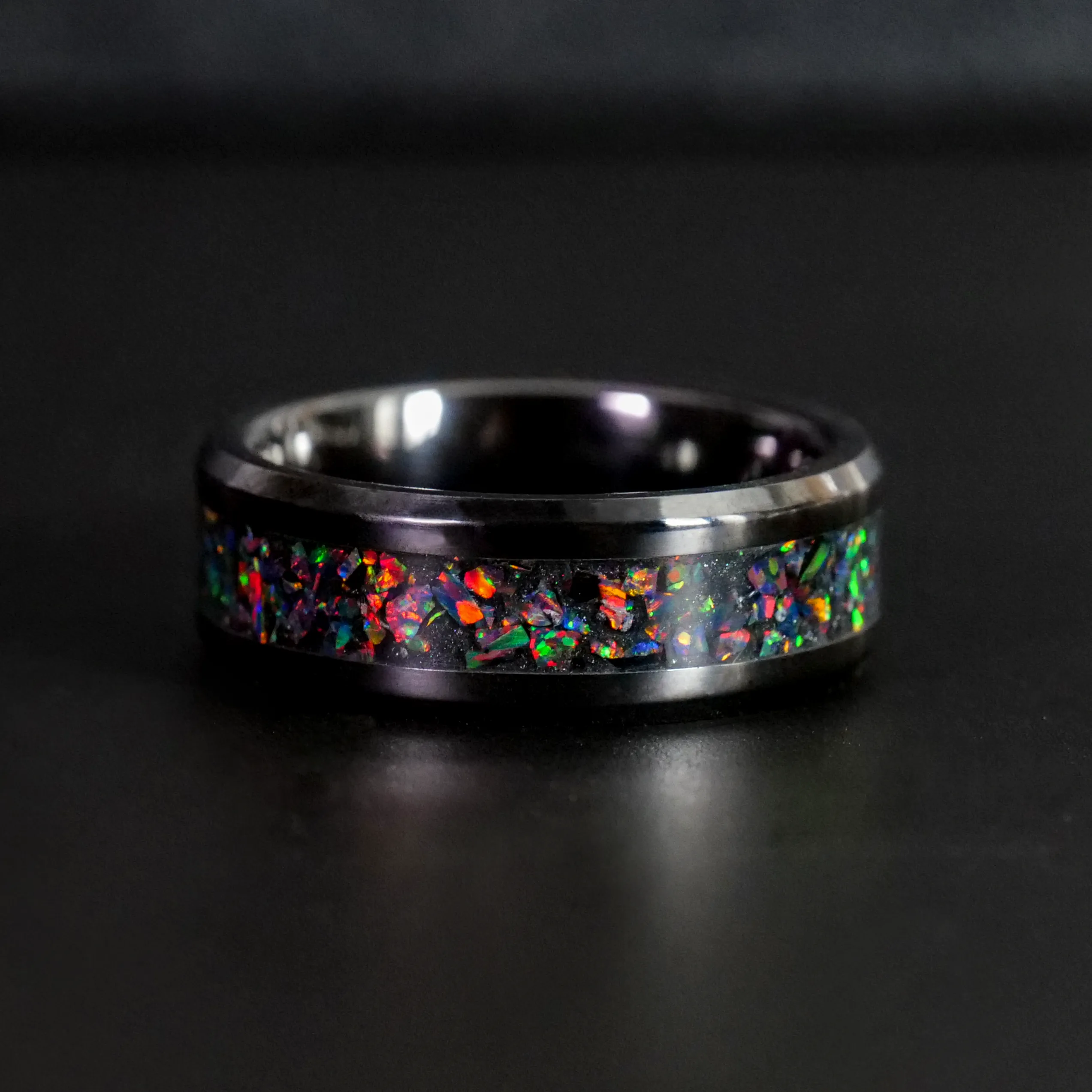 Black Fire Opal Glowstone Ring