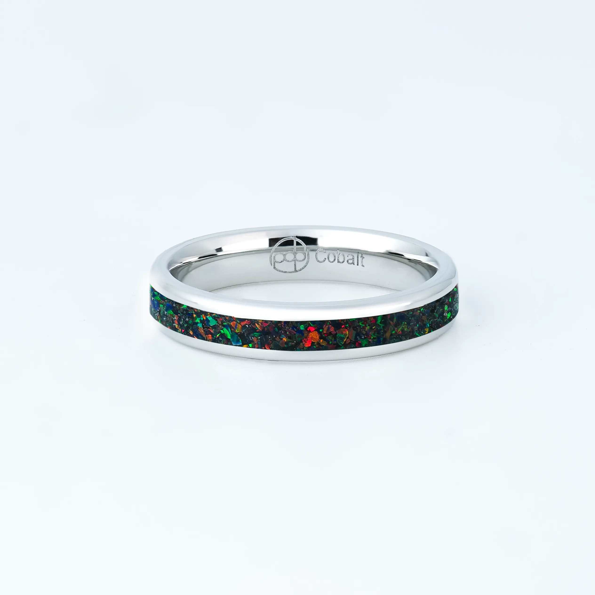 Black Fire Opal Glowstone Stackable Ring