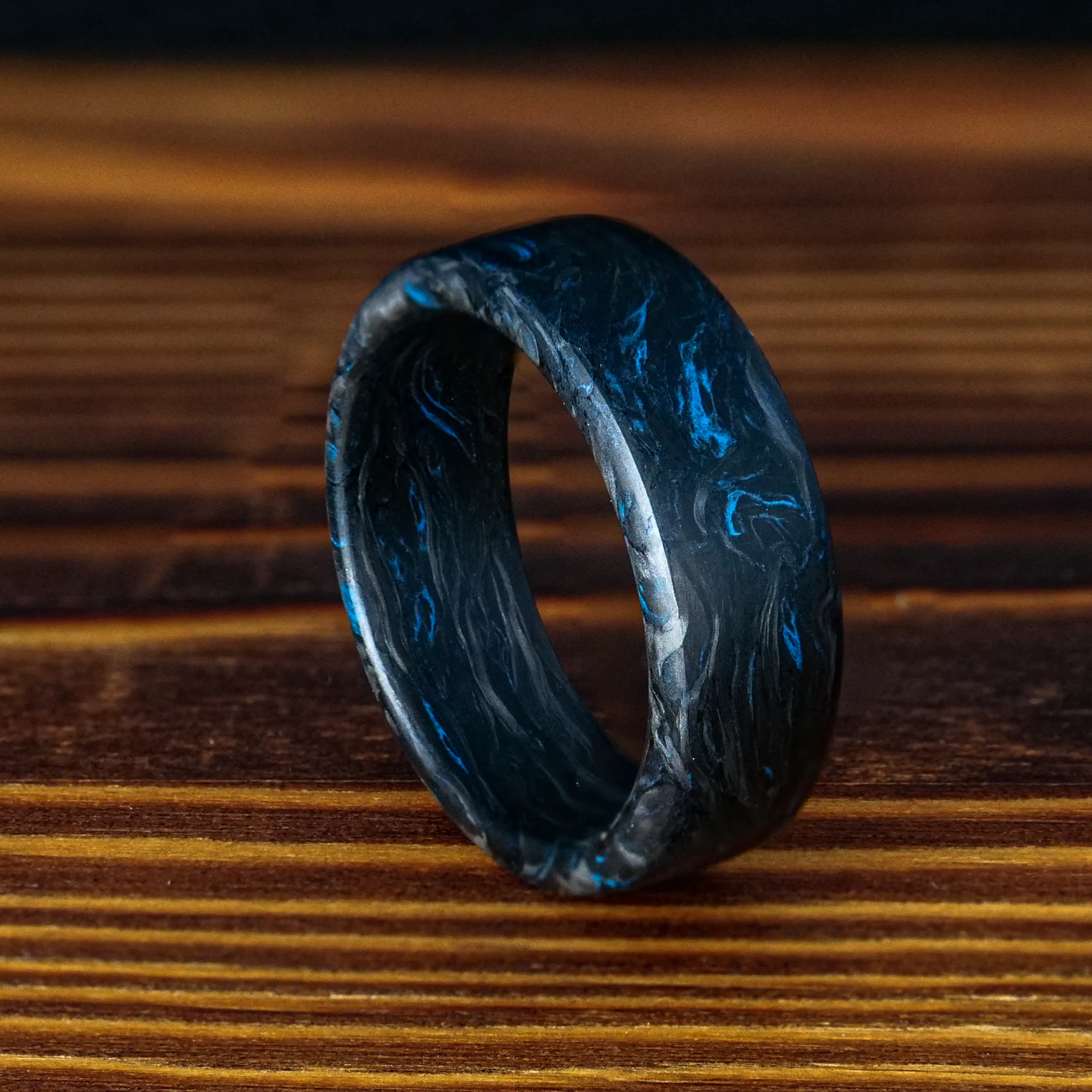 Blue Burl Carbon Fiber Ring
