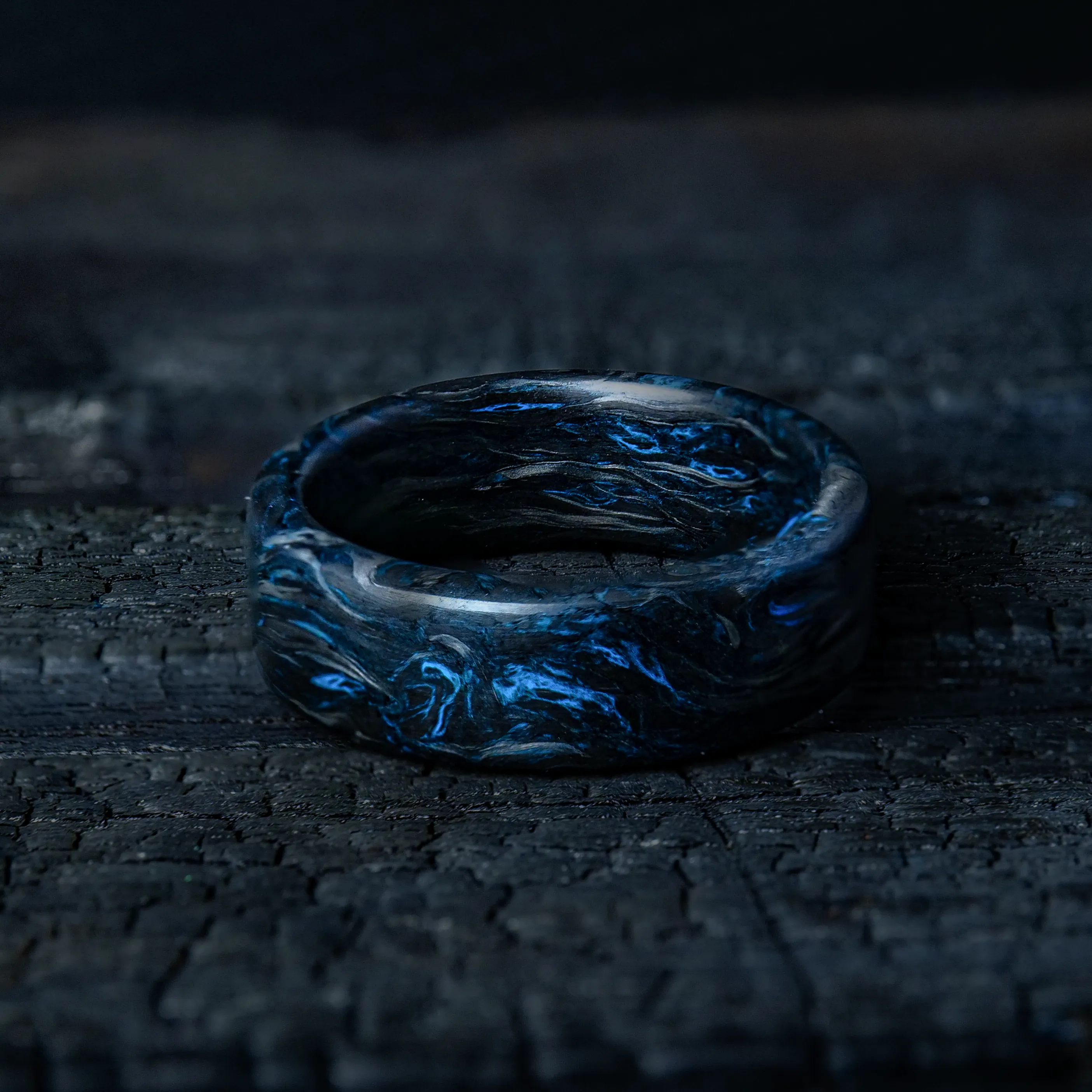 Blue Burl Carbon Fiber Ring